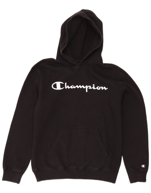 Maglione con cappuccio grafico da uomo Champion in cotone nero medio