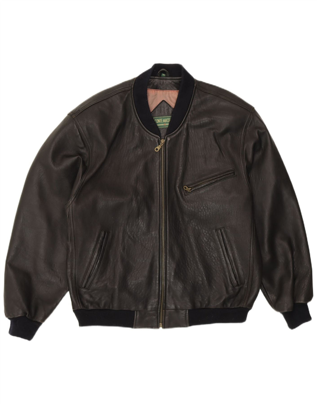 Giubbotto bomber da uomo vestibilità ampia Conte Massimo IT 48 medio in pelle nera