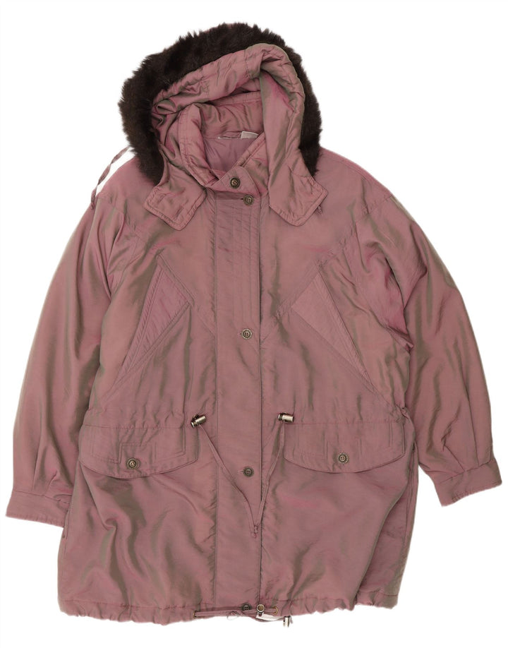 Giacca parka oversize con cappuccio da donna vintage EU 44 XL Rosa