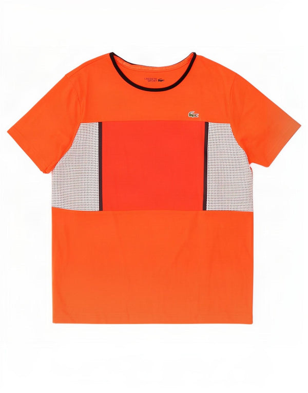 T-shirt da uomo Lacoste taglia 6 XL in cotone color block arancione
