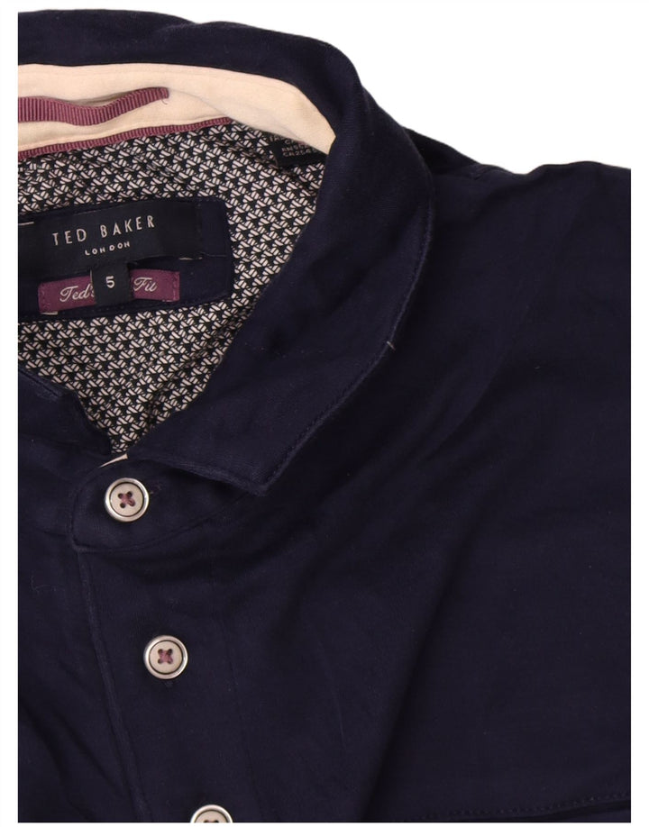 Polo da uomo Ted Baker taglia 5 XL in cotone blu navy