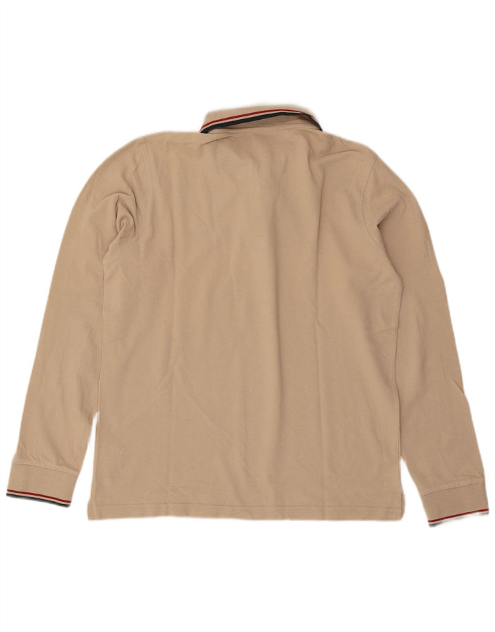 Polo da uomo a maniche lunghe Lotto in cotone beige medio