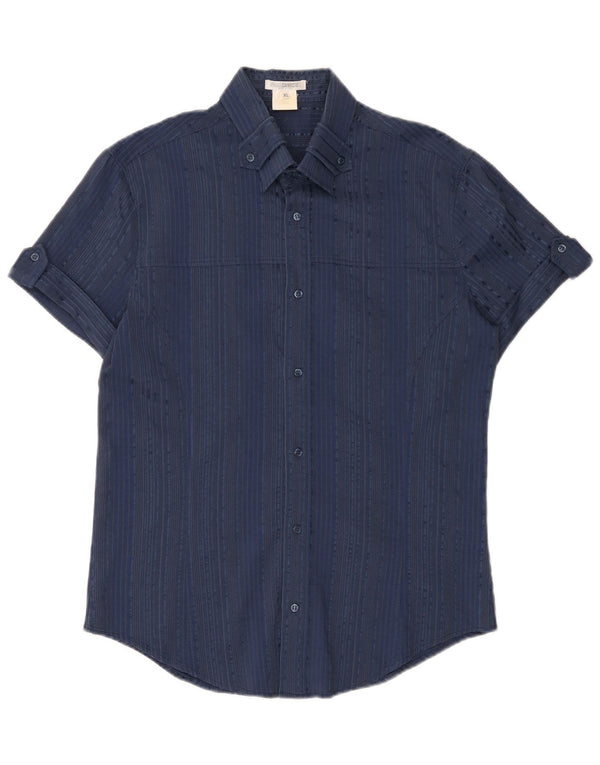 Camicia a maniche corte da donna Naracamicie UK 18 XL Cotone a righe blu navy