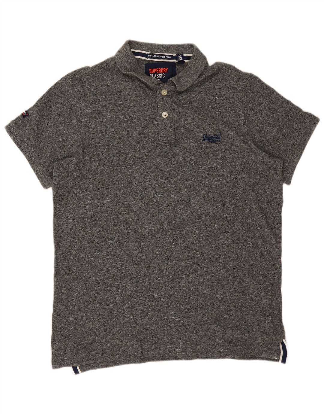 Polo da uomo Superdry 2XL in cotone chiazzato grigio