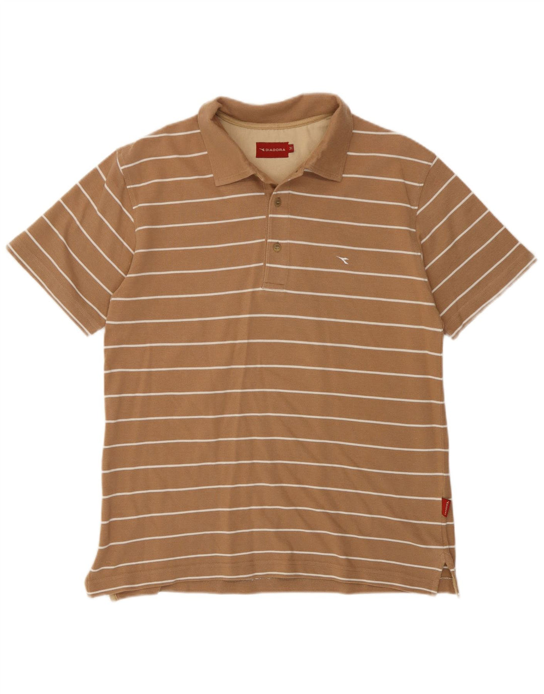 Polo Uomo Diadora Cotone Rigato Beige Medio
