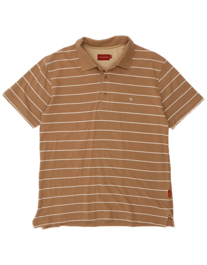 Polo Uomo Diadora Cotone Rigato Beige Medio