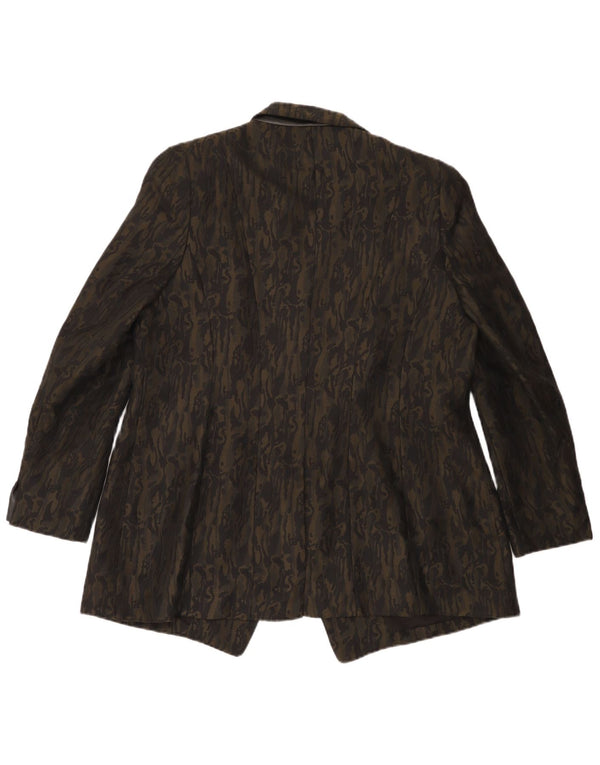 Giacca blazer vintage da donna con motivo astratto UK 20 2XL mimetica nera