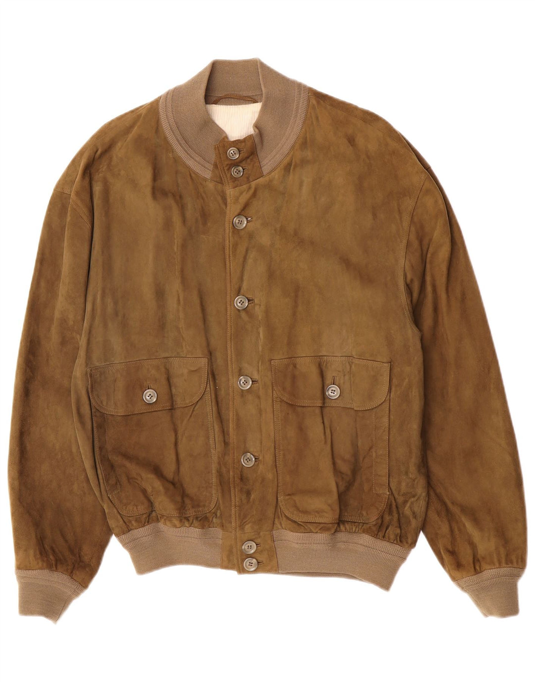 Giubbotto bomber in pelle scamosciata vintage da uomo EU 50 grande in pelle kaki