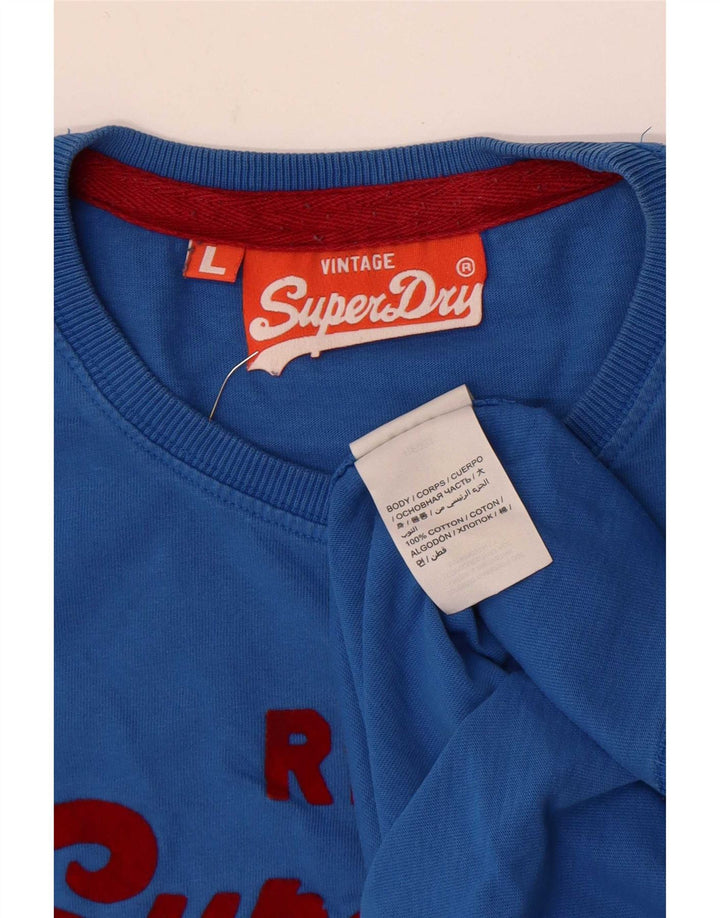 T-shirt grafica da uomo Superdry Top grande in cotone blu
