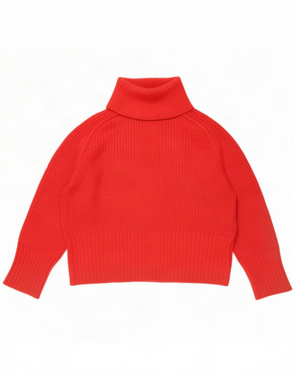 Zara Womens Oversized Roll Neck Jumper Sweater UK 14 Medium Red Acrylic