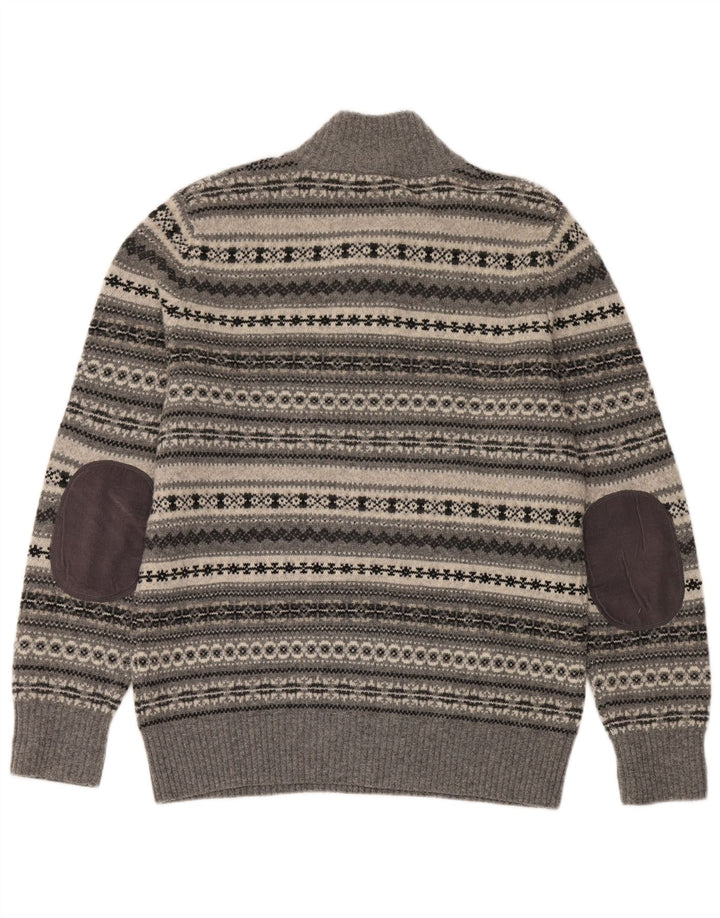 Crew Clothing Maglione da uomo con collo a bottoni, grande grigio Fair Isle