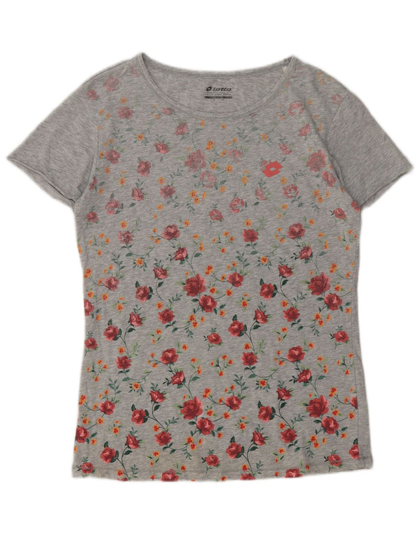 T-shirt grafica da donna Lotto Top UK 12 Grigio medio floreale