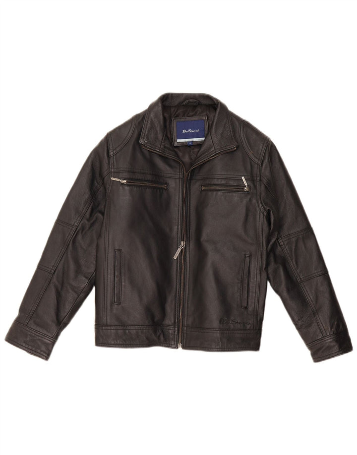 Giacca in pelle da bambino Ben Sherman 9-10 anni piccola in pelle nera