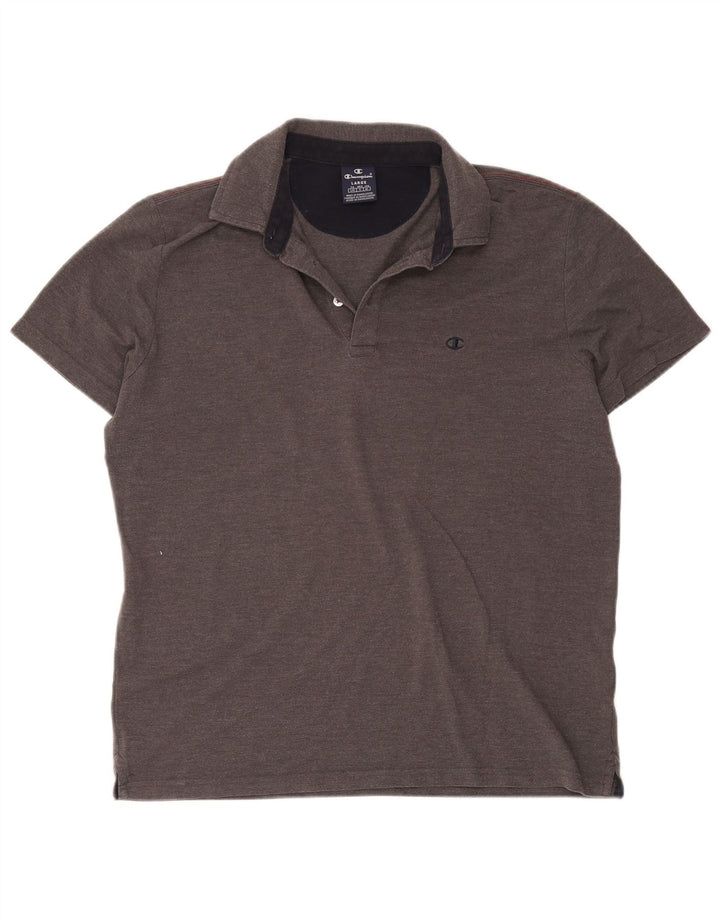 Polo da uomo Champion grande in cotone chiazzato grigio