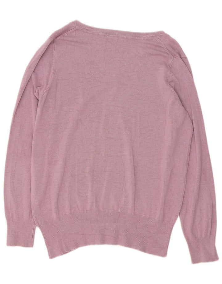 Maglione maglione con scollo a V da donna Marks & Spencer UK 16 grande viola