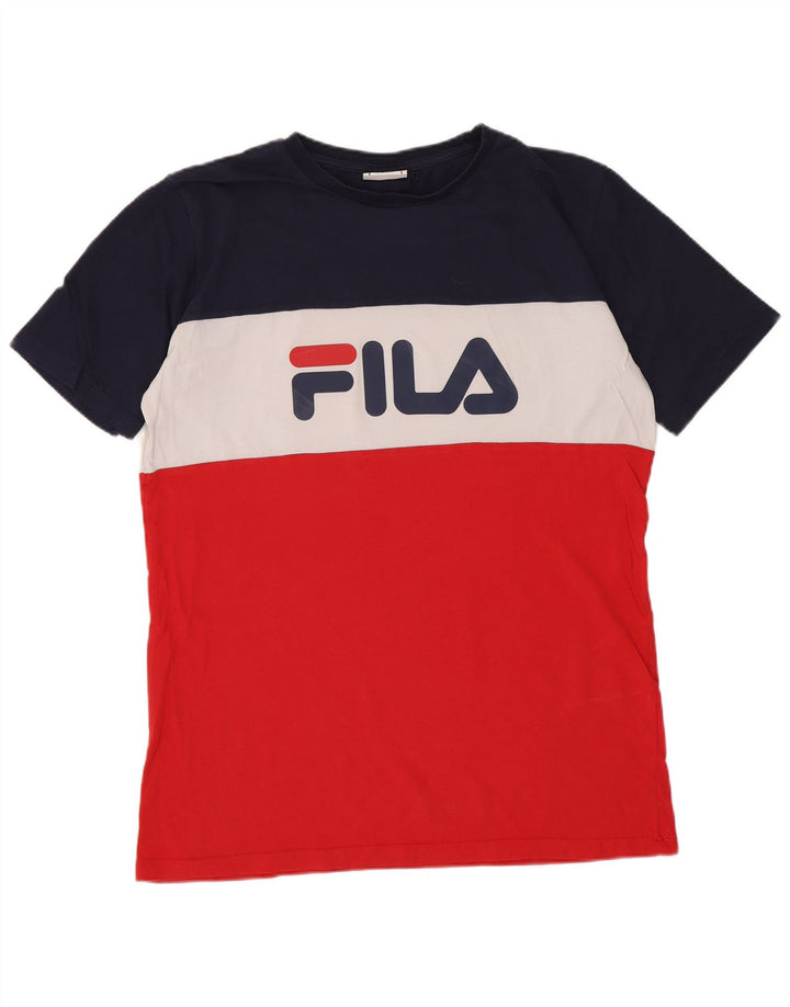 T-shirt grafica da ragazzo Fila Top 15-16 anni Rosso Colourblock