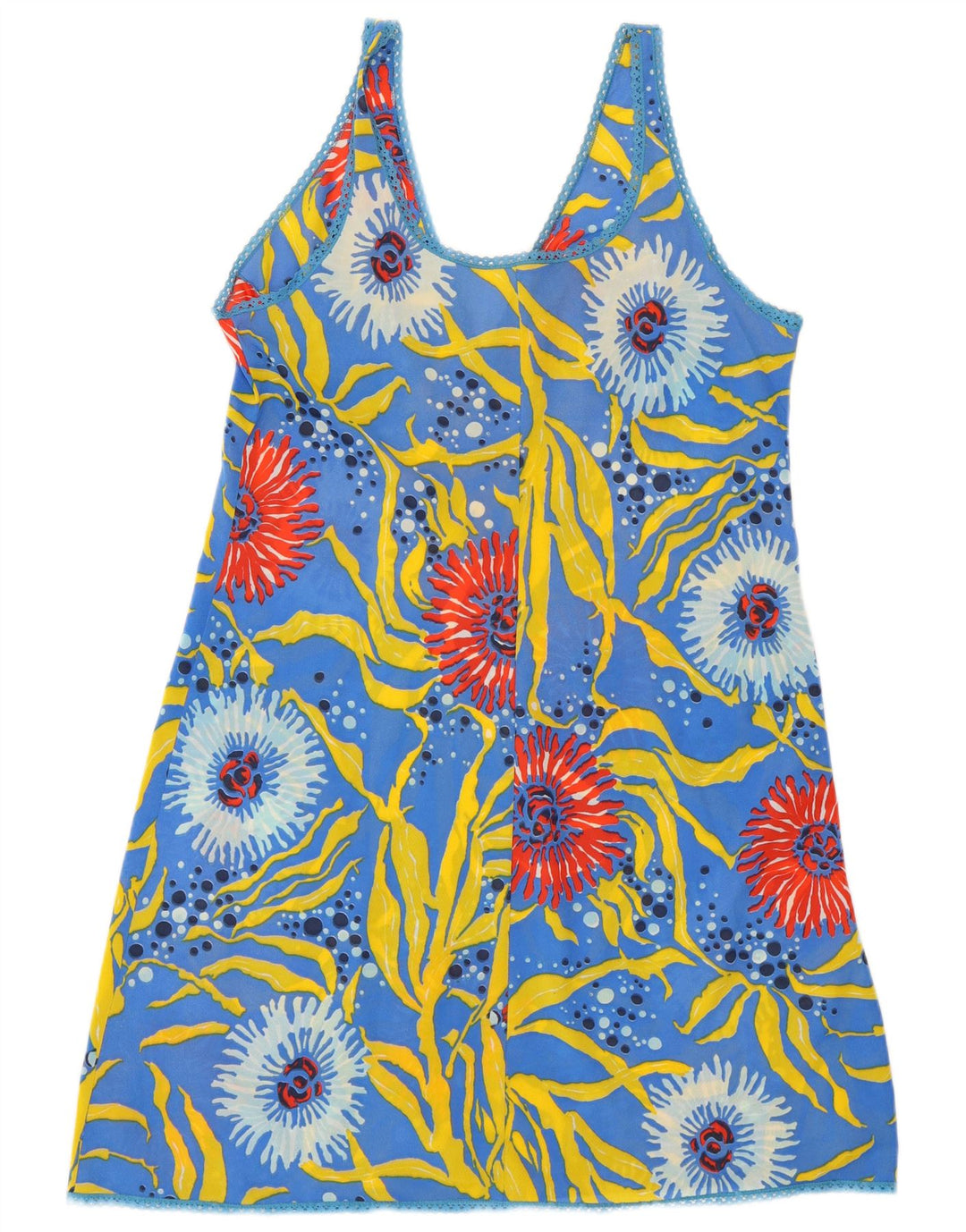 Abito sottoveste con motivo astratto da donna VINTAGE UK 12 Blu medio