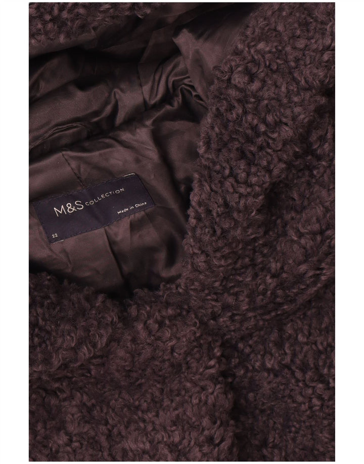 Giacca in pile con cappuccio da donna Marks & Spencer UK 22 3XL poliestere blu navy