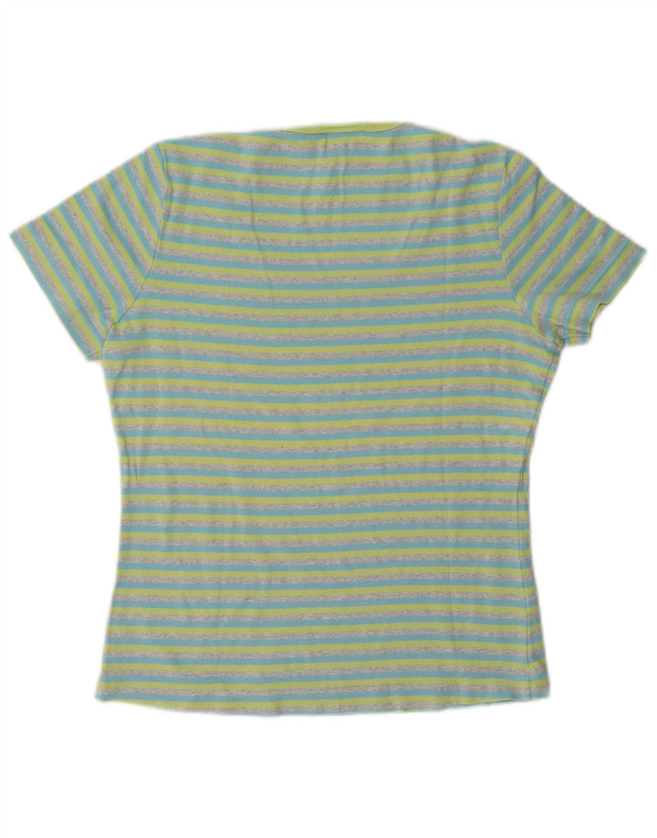 T-shirt da donna Lacoste taglia 42 grande in cotone a righe blu