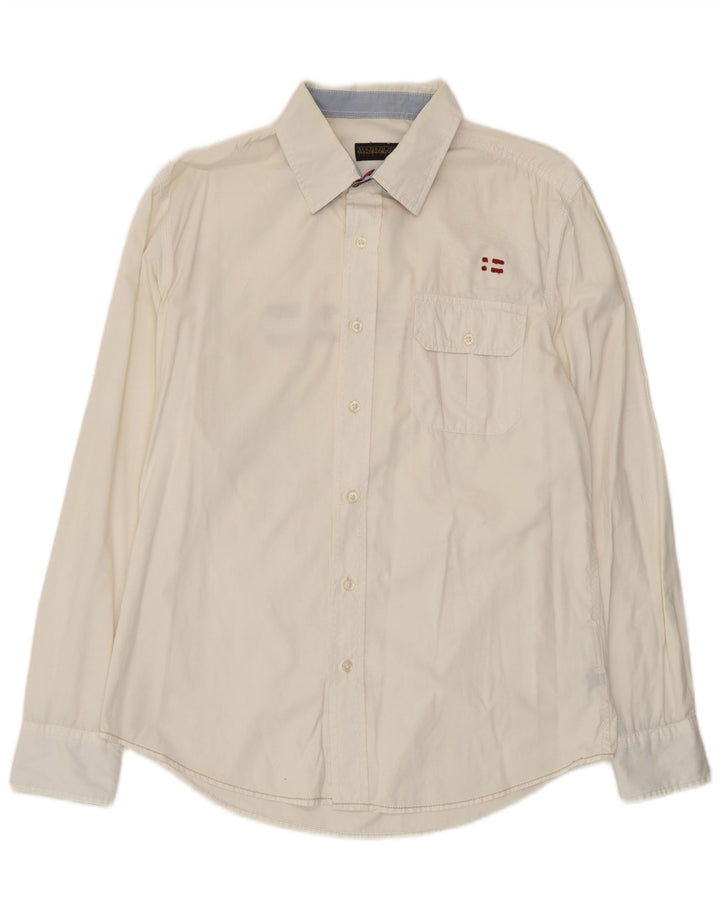 Camicia grafica da uomo Napapijri grande in cotone bianco