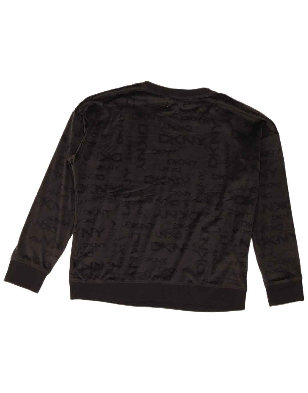 Maglione da donna in velluto grafico oversize Dkny UK 16 grande nero