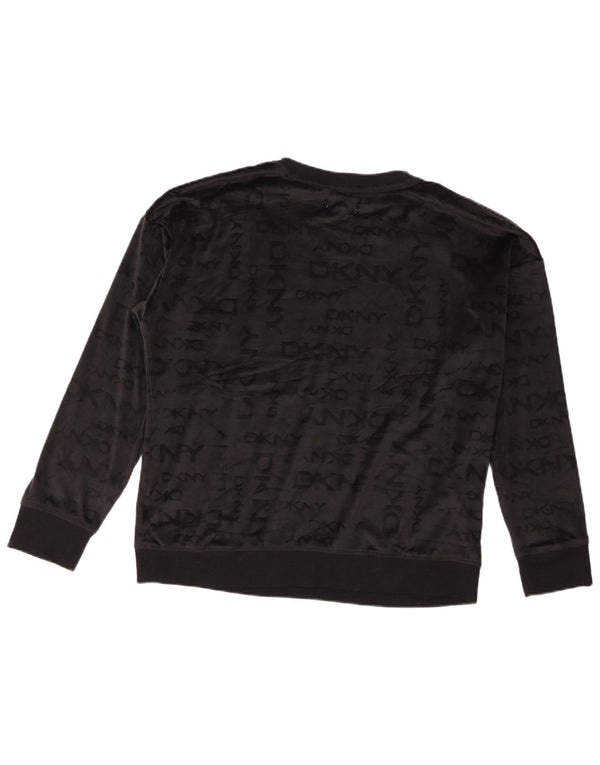 Maglione da donna in velluto grafico oversize Dkny UK 16 grande nero