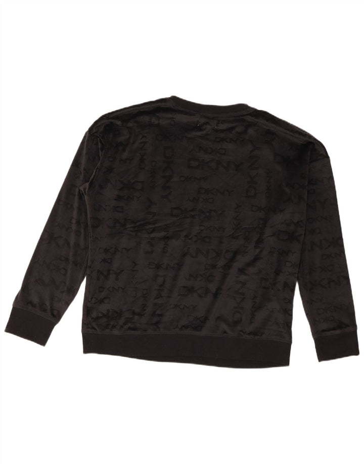 Maglione da donna in velluto grafico oversize Dkny UK 16 grande nero