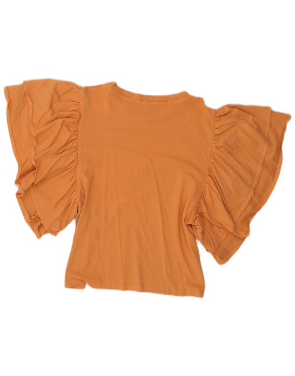 Top Zara da donna in camicetta a pipistrello corta UK 10 piccolo cotone arancione