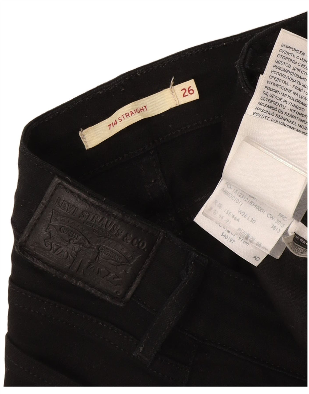 Jeans dritti Levi's 714 da donna W26 L30 cotone nero