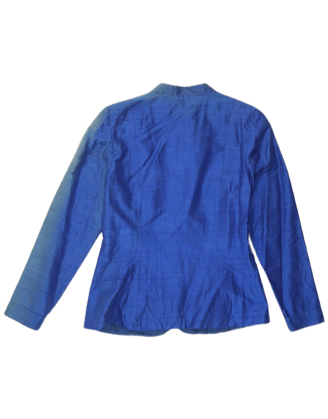Giacca blazer da donna vintage UK 12 seta blu medio