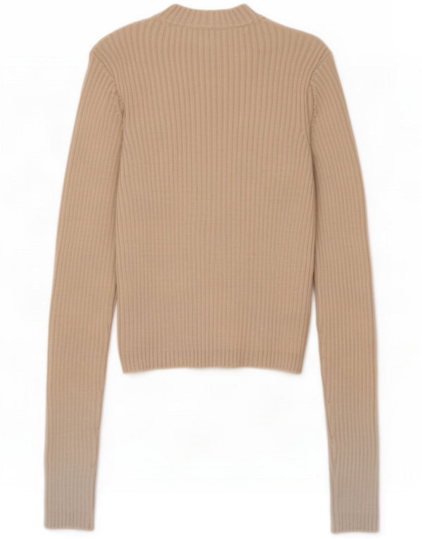 Zara Top corto da donna a maniche lunghe UK 10 Small Beige Viscosa