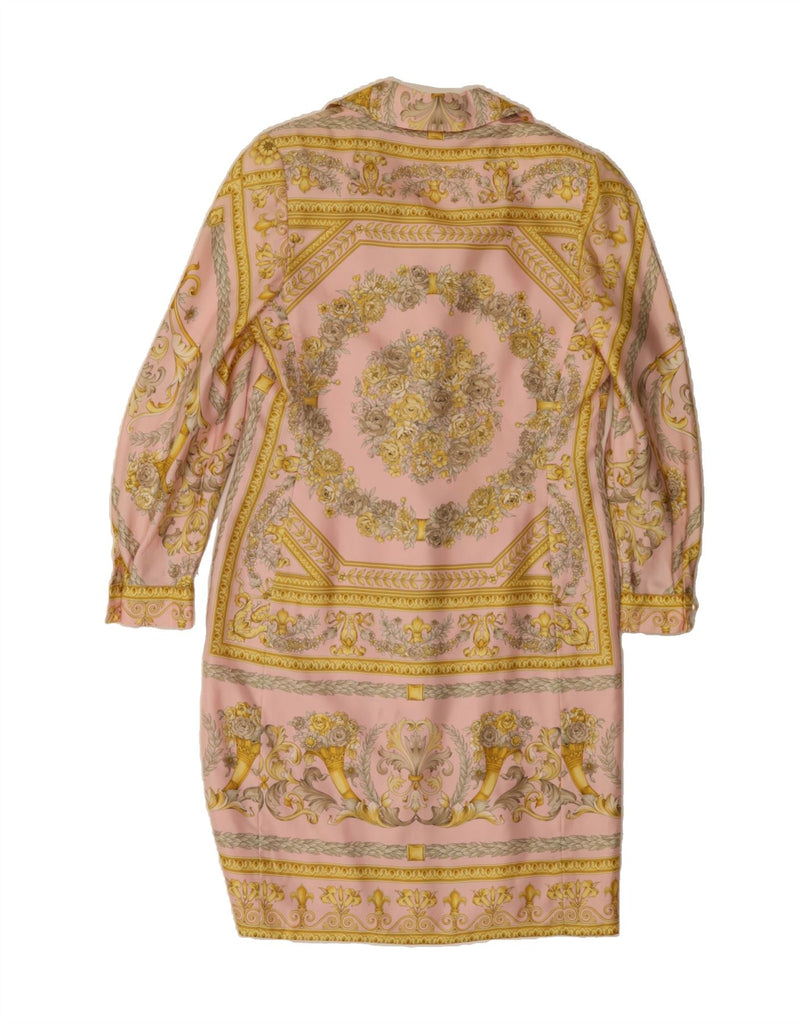 CHRISTIAN DIOR Womens Long Sleeve Shirt Dress IT 44 Medium Pink Floral Vintage Christian Dior and Second-Hand Christian Dior from Messina Hembry 