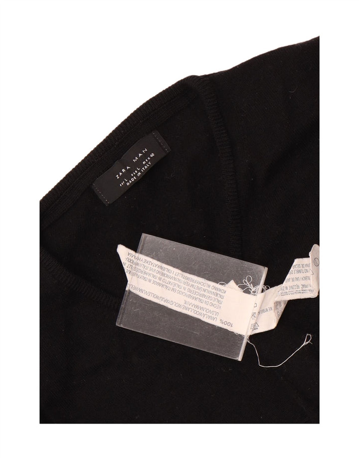 Maglione Zara da uomo con scollo a V grande in lana nera