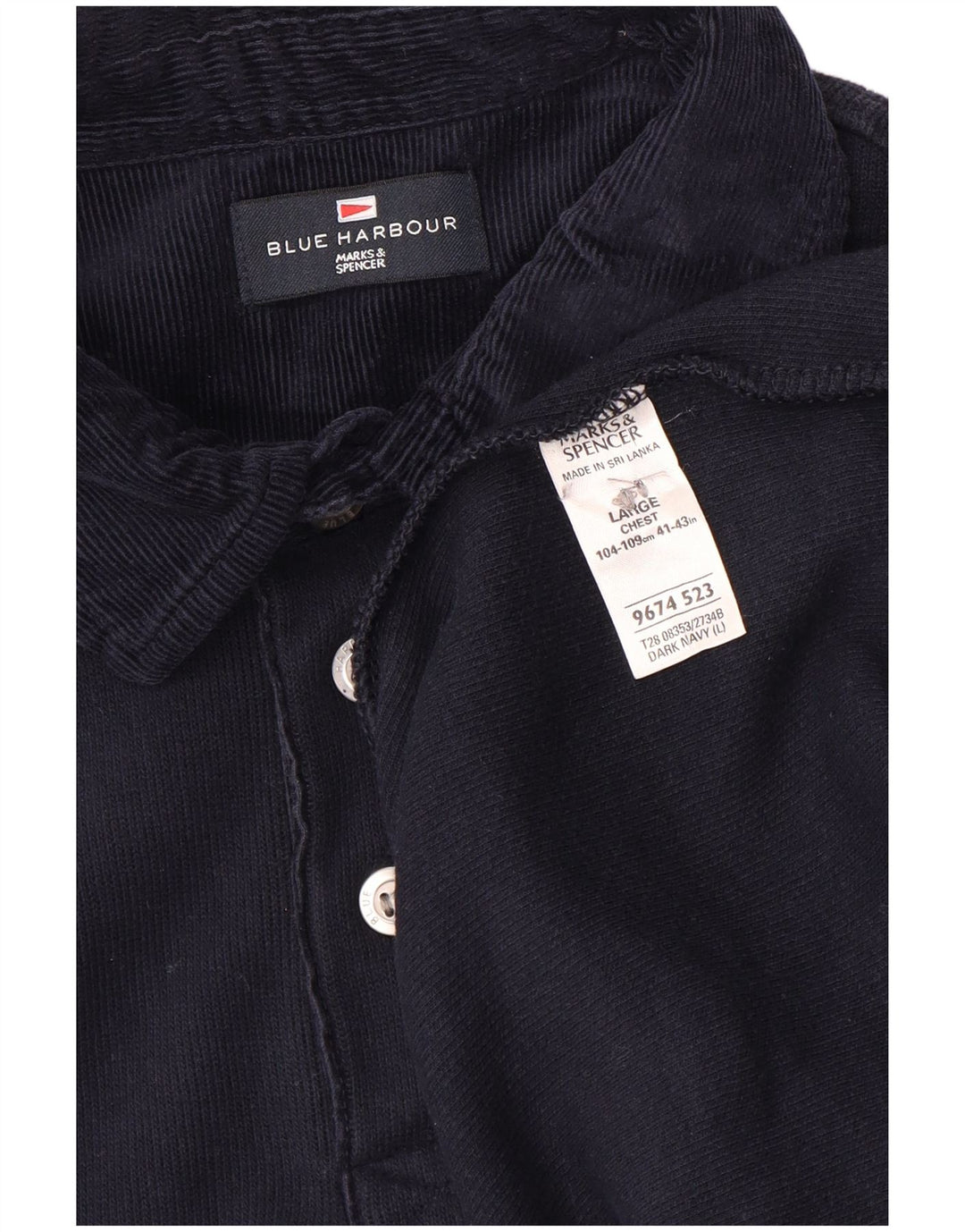 Polo a maniche lunghe da uomo Marks & Spencer Blue Harbour grande blu navy