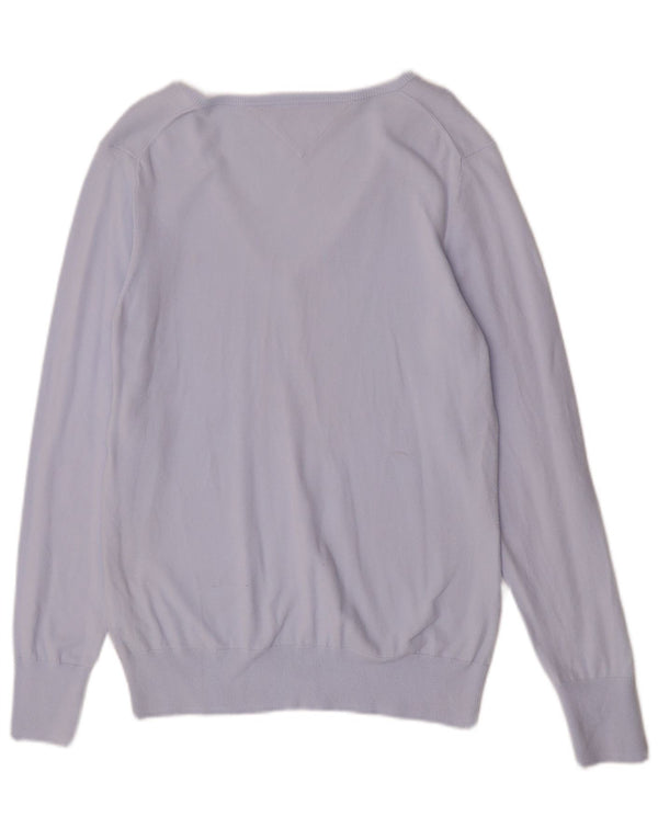 Maglione maglione con scollo a V da donna Tommy Hilfiger UK 18 XL cotone blu
