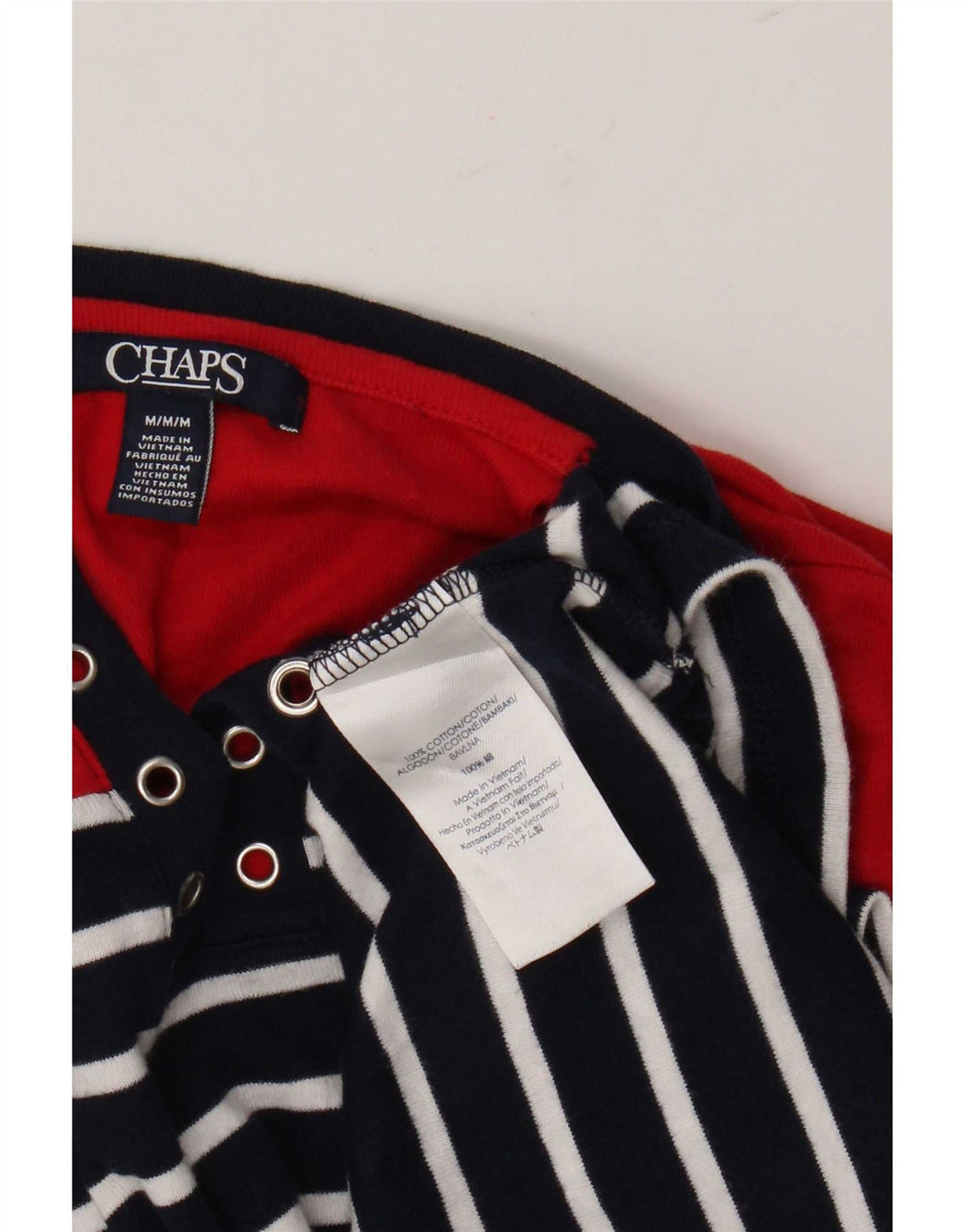 T-shirt da donna Chaps Top UK 12 cotone a righe medie blu navy