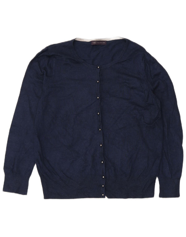 Maglione cardigan da donna Marks & Spencer UK 18 XL viscosa blu navy