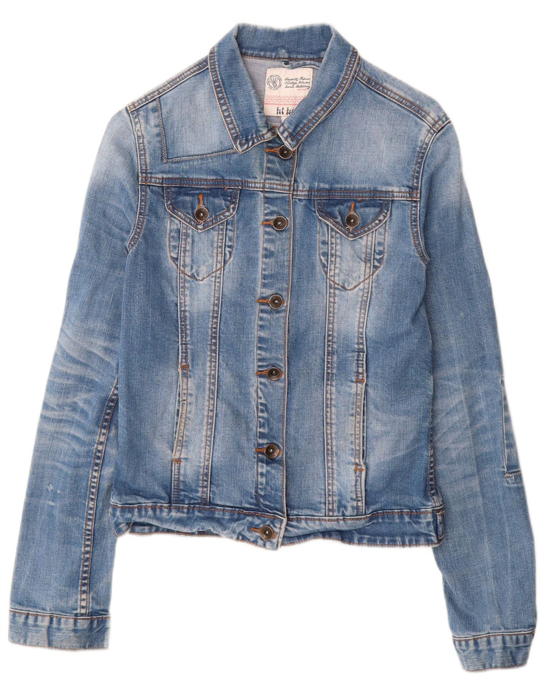 FAT FACE Giacca in denim da donna UK 8 piccola in cotone blu