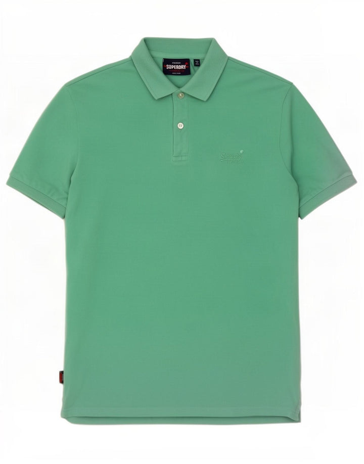 Polo da uomo Superdry in cotone verde medio