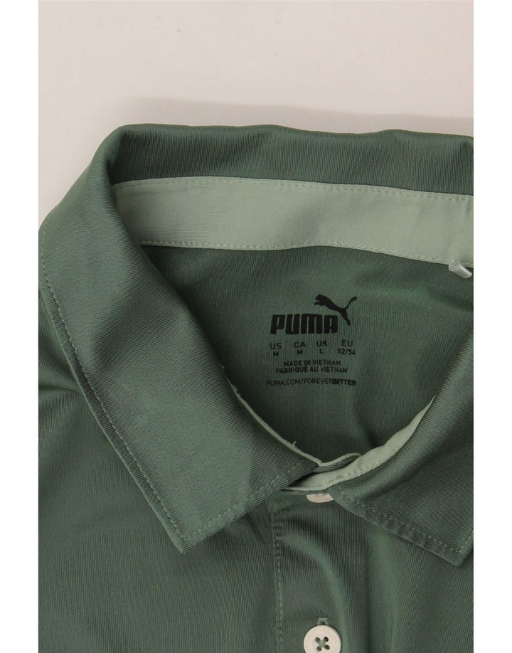 Polo PUMA da uomo a righe verde medio