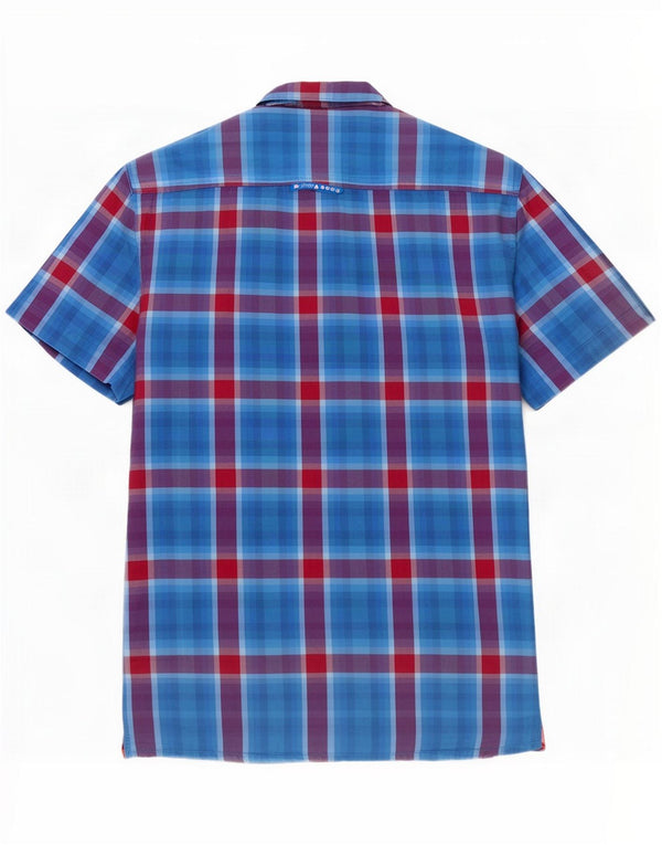 Camicia da uomo a maniche corte Superdry in cotone a quadri blu medio