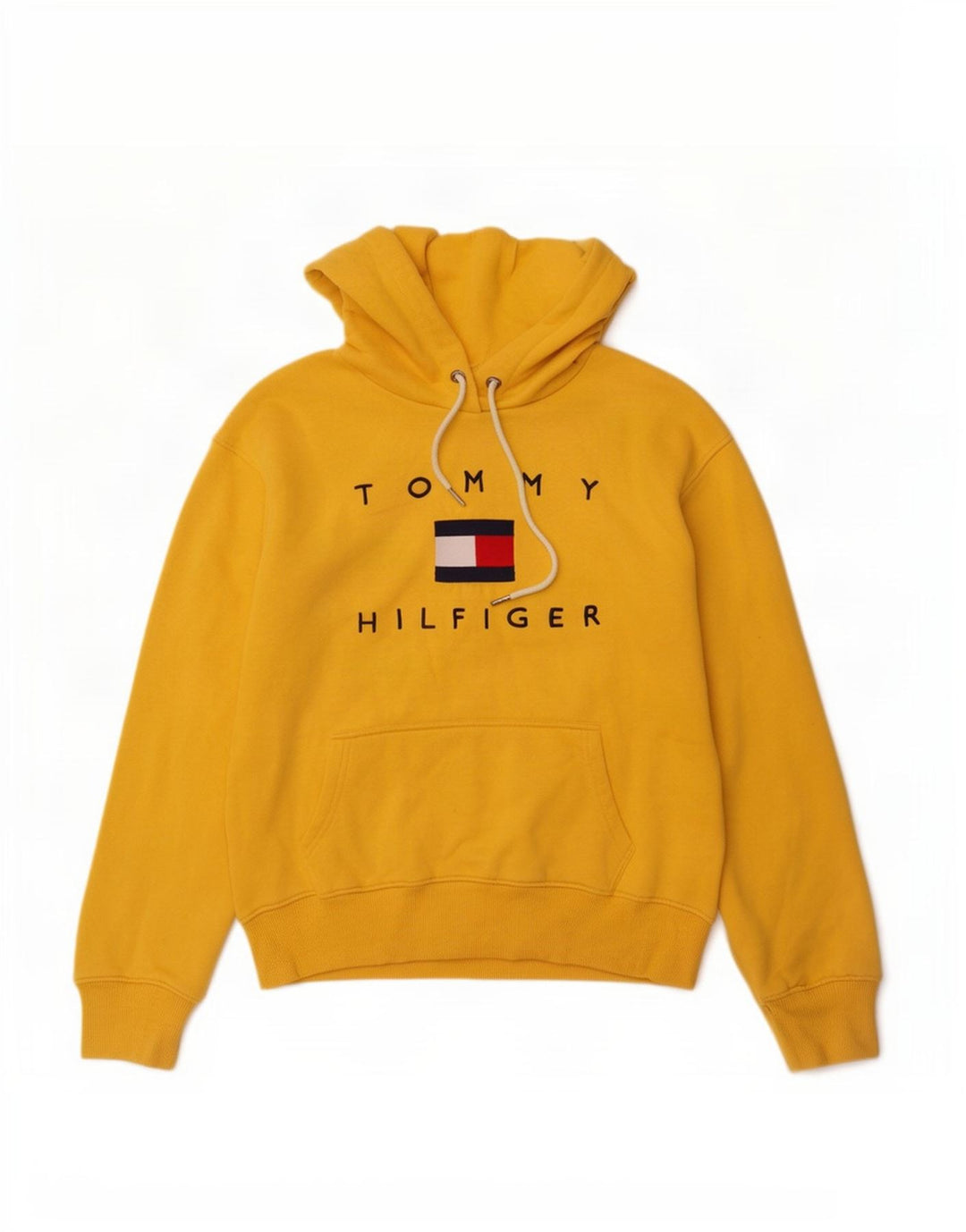 Maglione con cappuccio grafico da uomo Tommy Hilfiger in cotone giallo medio