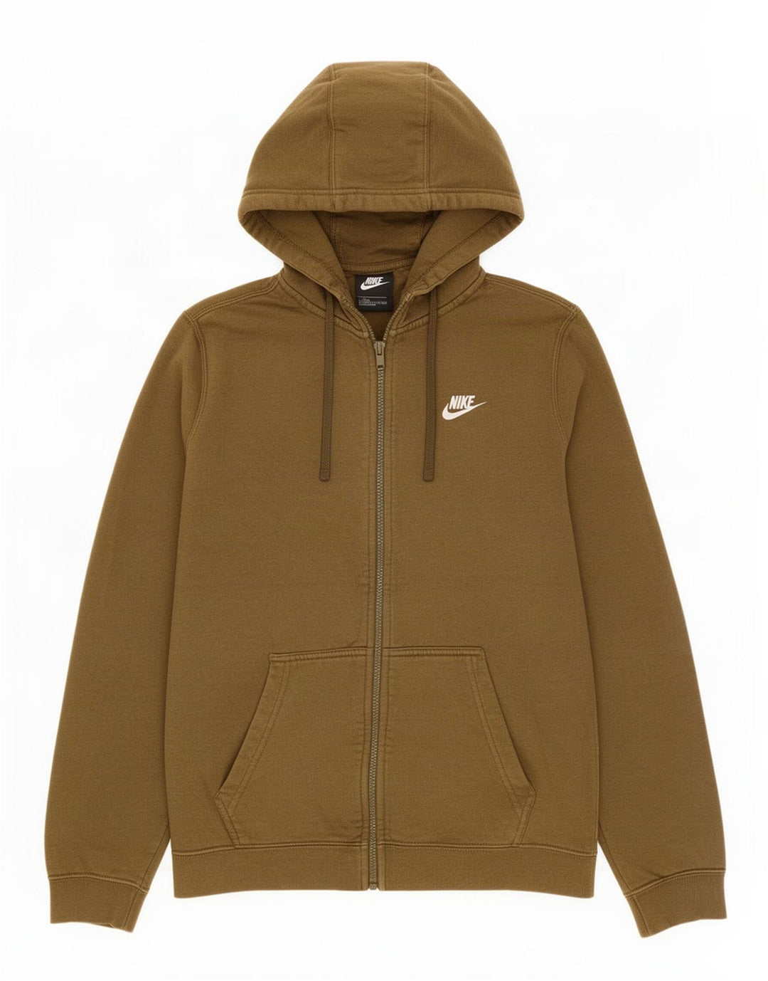 Felpa con cappuccio e zip Nike da uomo in cotone kaki medio