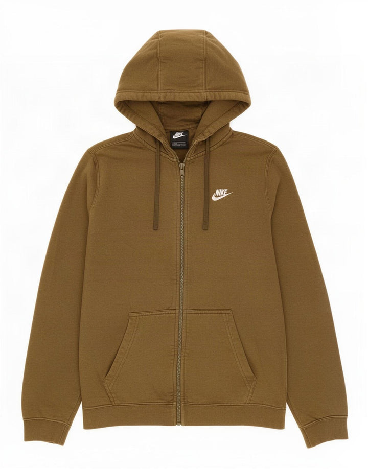 Felpa con cappuccio e zip Nike da uomo in cotone kaki medio