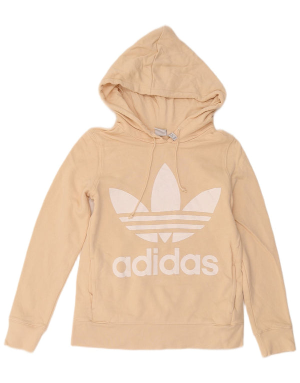 Felpa con cappuccio oversize grafica da donna Adidas UK 6 XS Cotone beige