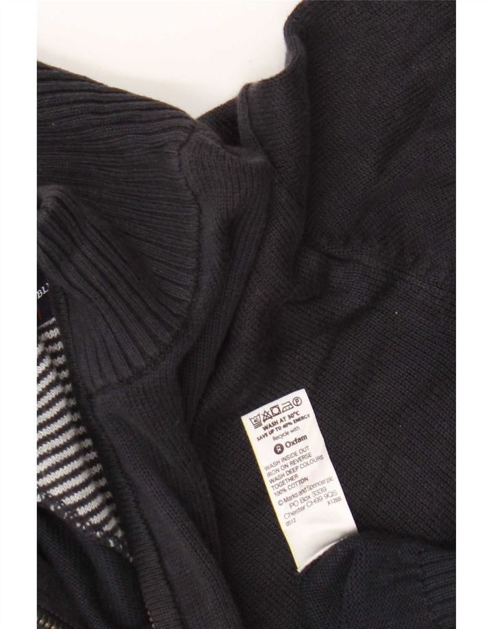 Maglione da uomo Marks & Spencer con zip e collo in cotone medio blu navy