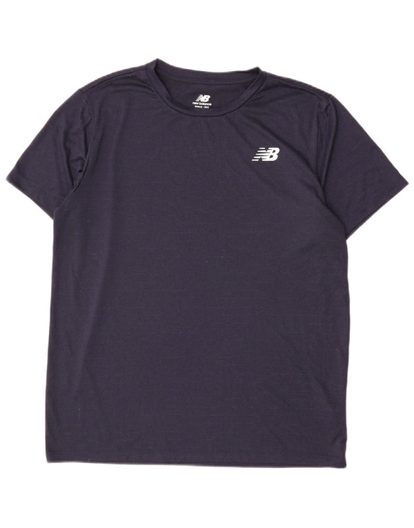 T-shirt da uomo New Balance Top grande poliestere gessato blu navy