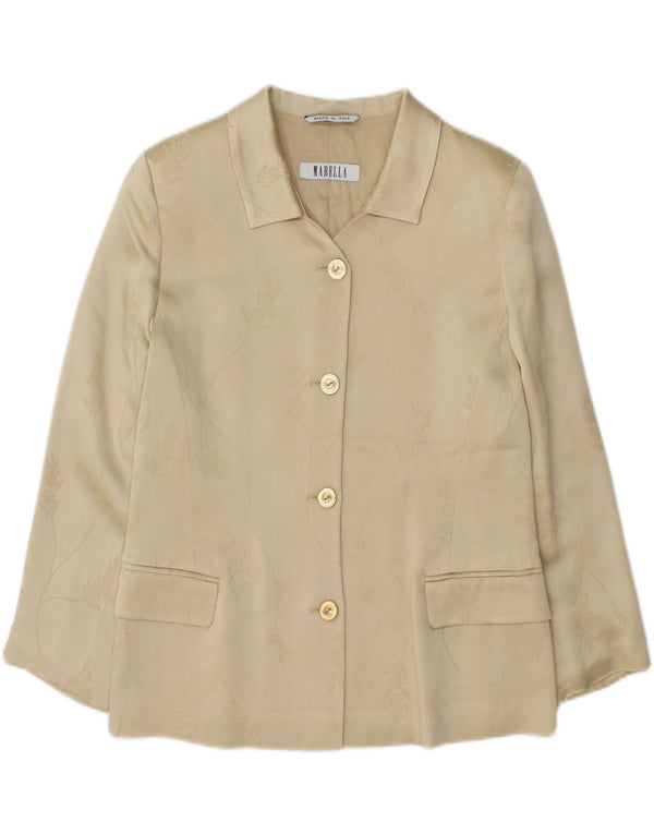 MARELLA Womens 4 Button Blazer Jacket UK 12 Medium  Beige Floral Acetate