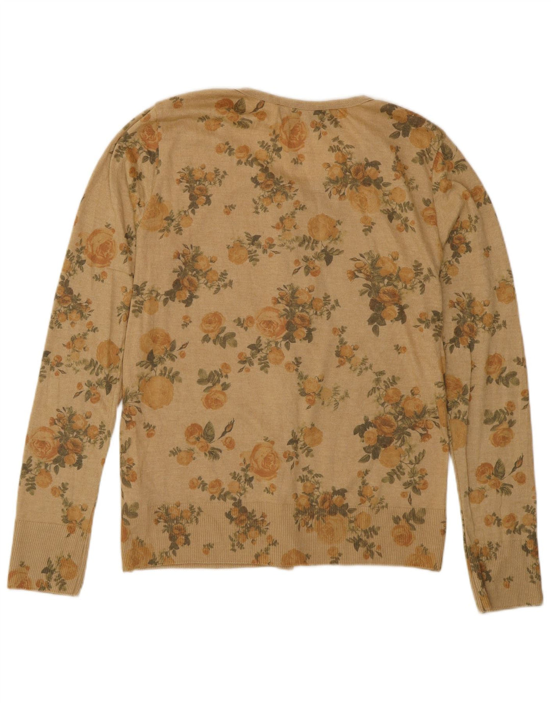 Maglione cardigan da donna Zara UK 14 Poliestere floreale beige grande