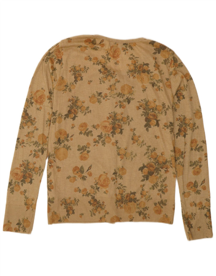Maglione cardigan da donna Zara UK 14 Poliestere floreale beige grande
